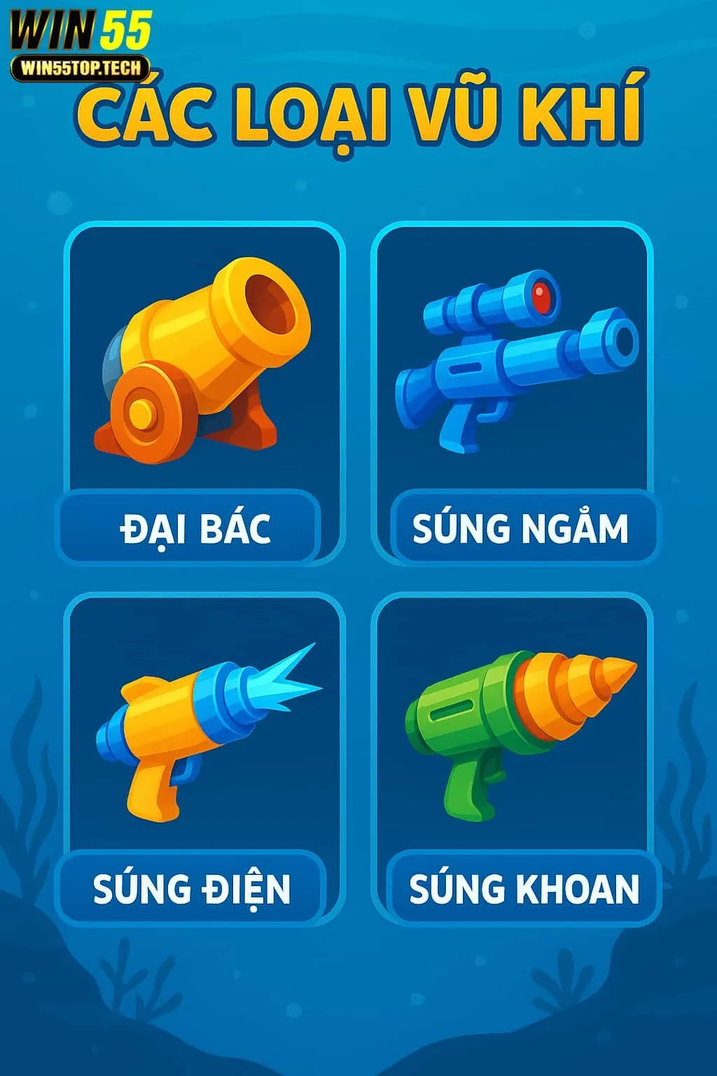 Các Dạng Vũ Khí Trong Bắn Cá WIN55